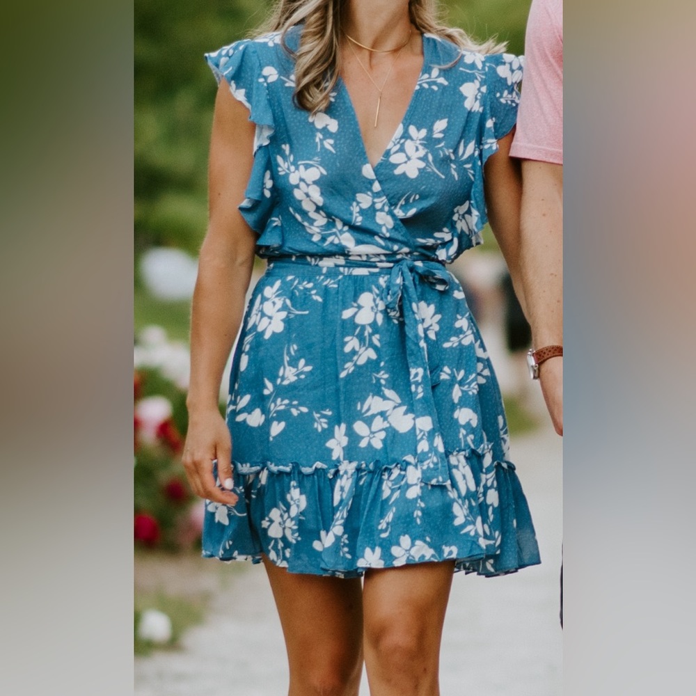 Blue and white VICI wrap dress